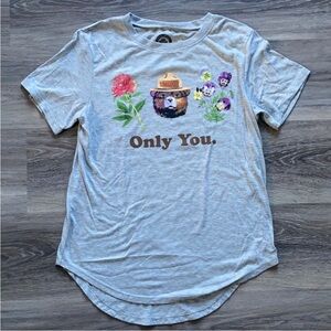 Gray Graphic T-Shirt with Floral Design